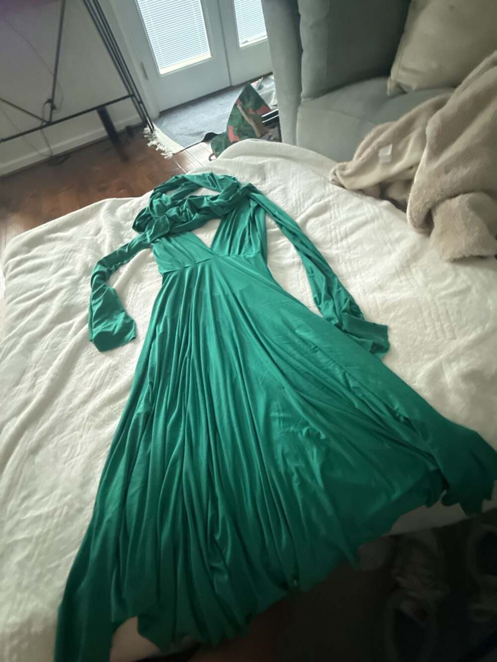 Henkaa Green Infinity short Convertible mid length Dress Size A/B